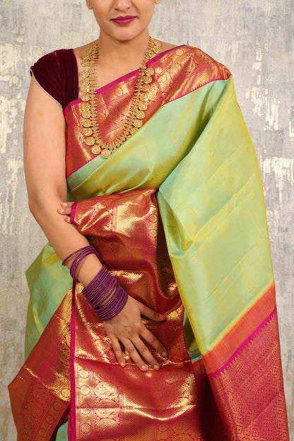 Green Plain Pink Border