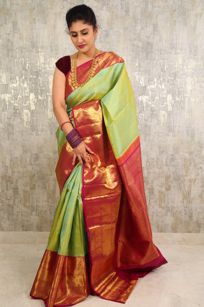 Green Plain Pink Border