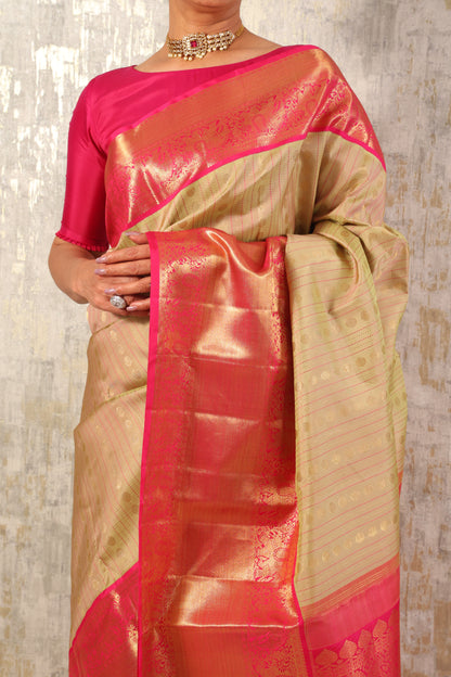 Beige Stripe Rani Pink Border