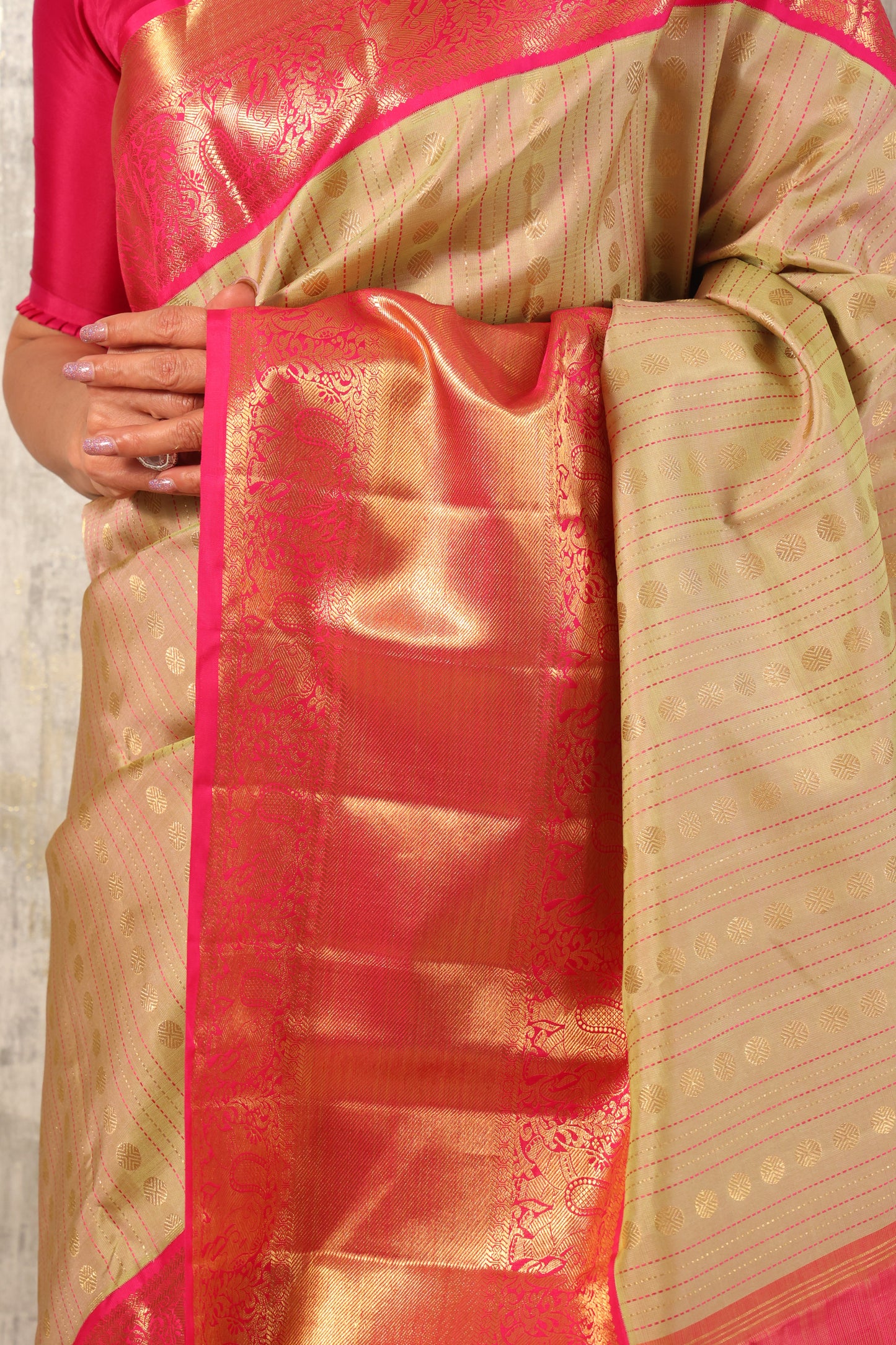 Beige Stripe Rani Pink Border