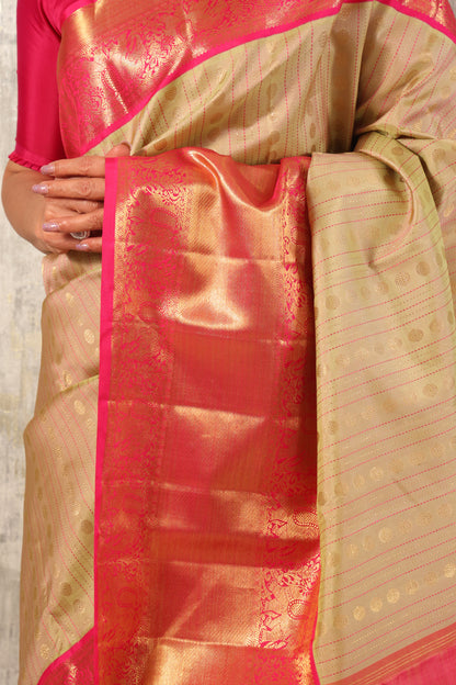 Beige Stripe Rani Pink Border