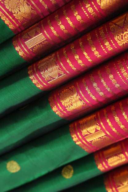 Dark Green with Rani Pink with small bouties