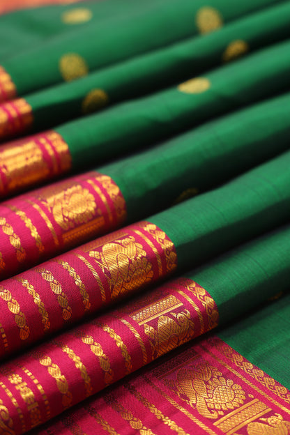 Dark Green with Rani Pink with small bouties