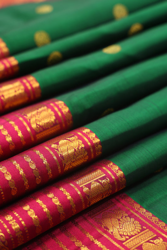 Dark Green with Rani Pink with small bouties