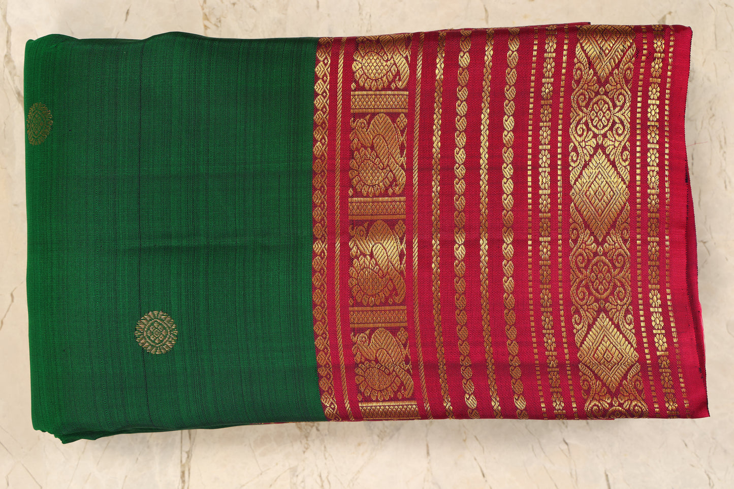 Dark Green with Rani Pink with small bouties