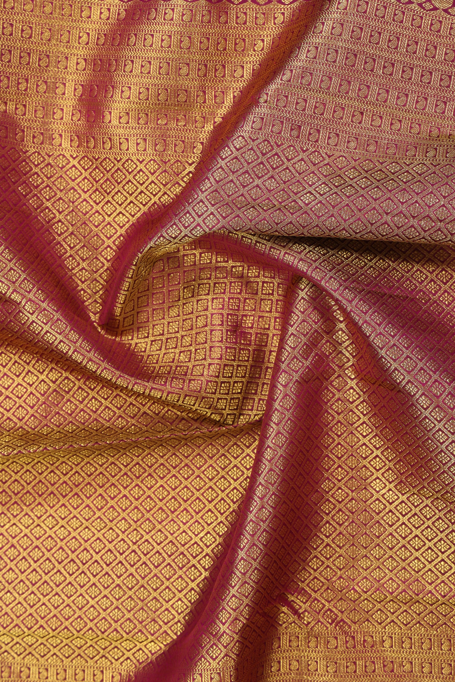 Dark Green Vertical Stripe with motif and violet gold border