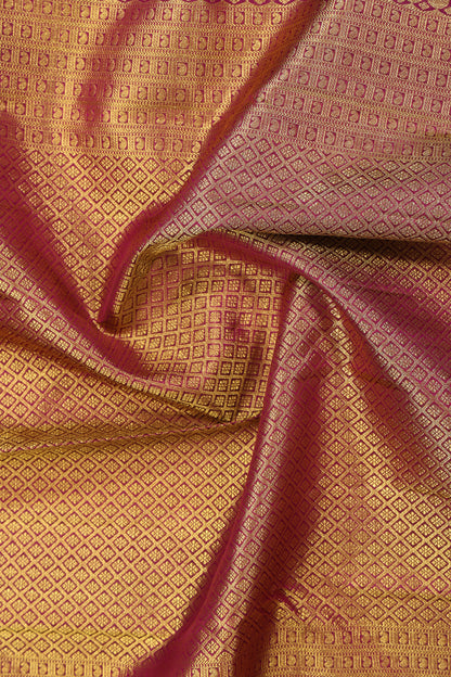 Dark Green Vertical Stripe with motif and violet gold border