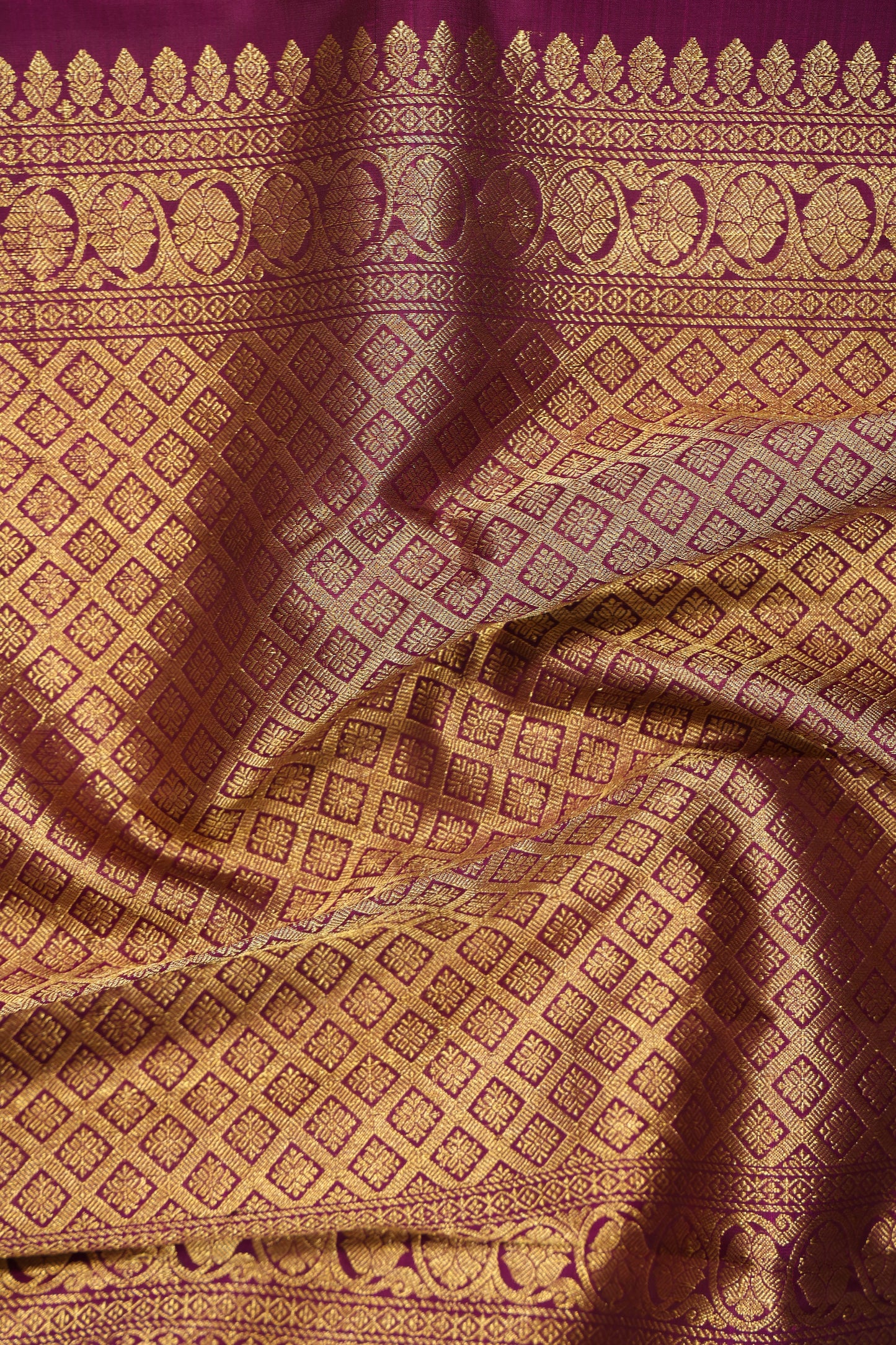 Purple with Dark Zari Border & small Vertical Booti