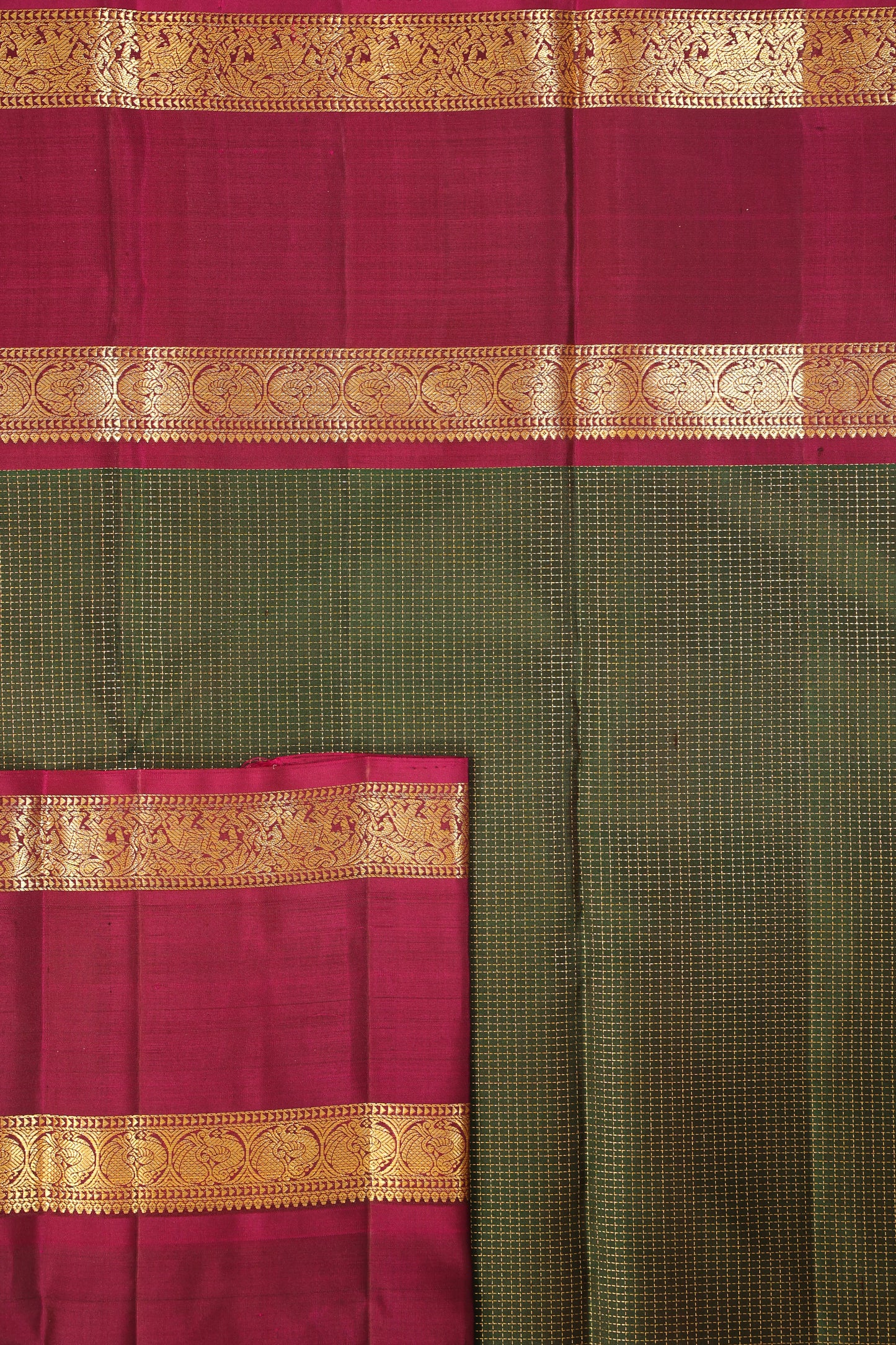 Dark Green Cheques with Violet Border