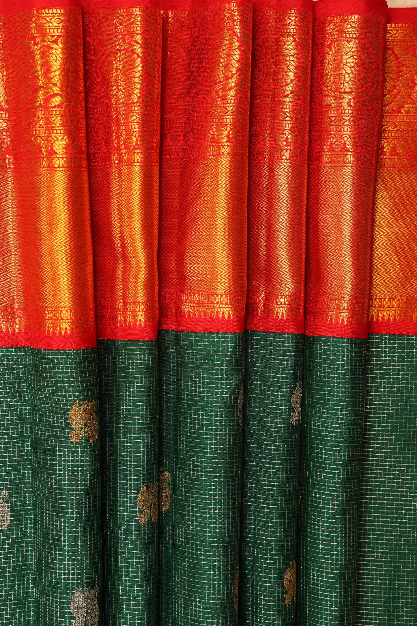 Dark Green Checks with Red Border