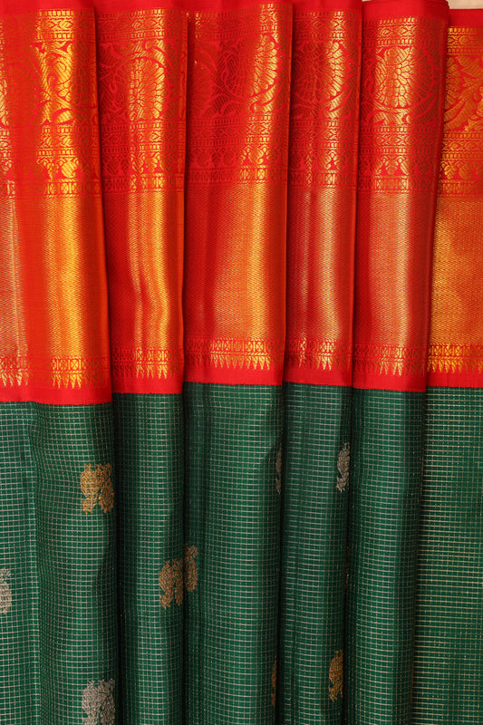 Dark Green Checks with Red Border