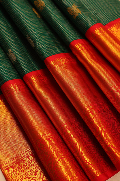 Dark Green Checks with Red Border