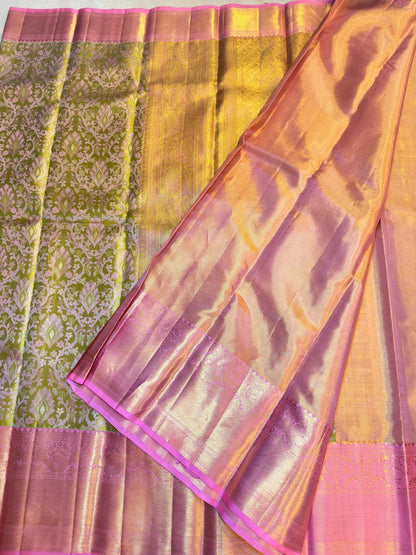 Green Pink Full Work Saree