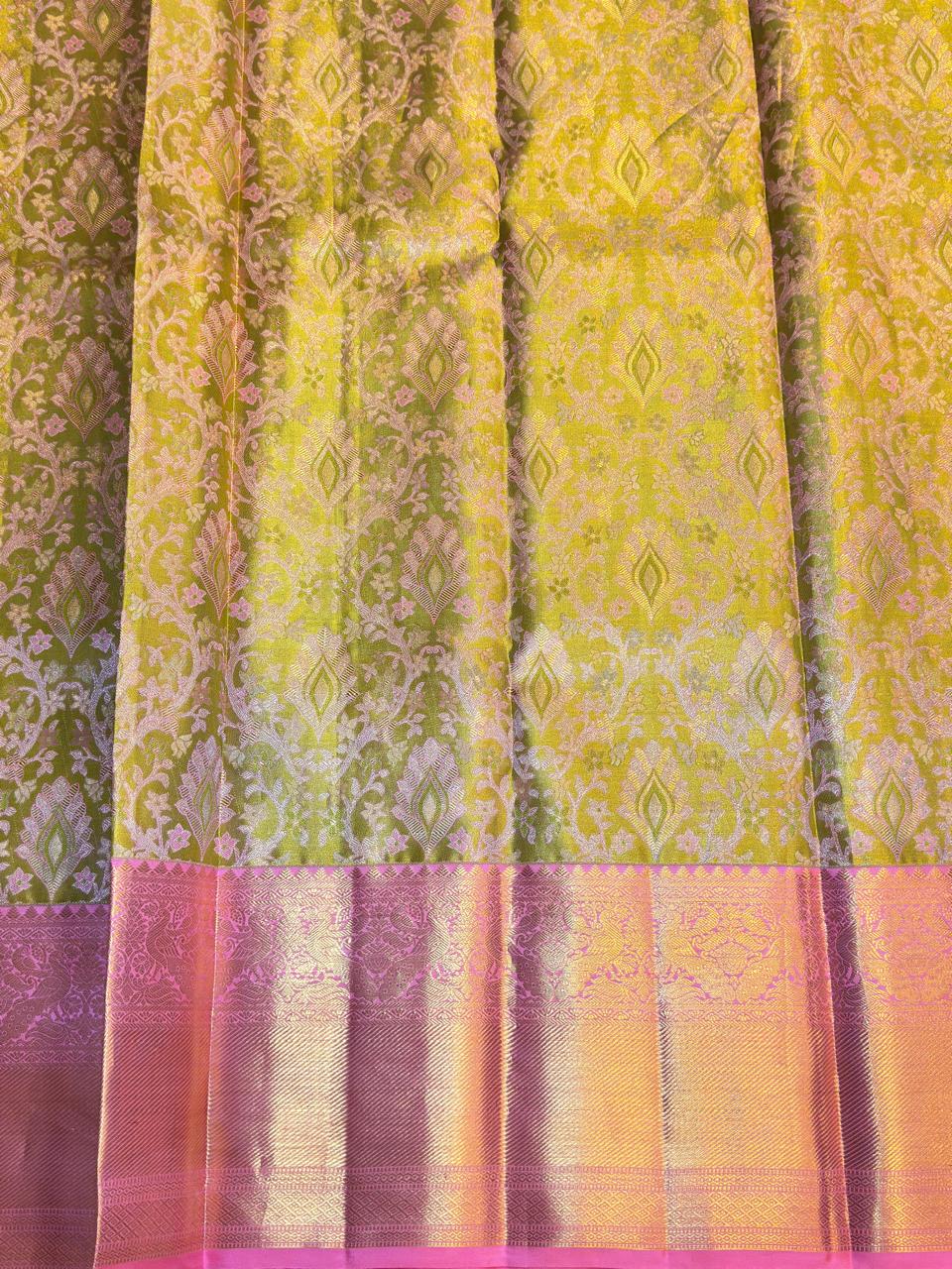 Green Pink Full Work Saree