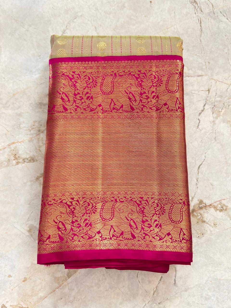Beige Stripe Rani Pink Border