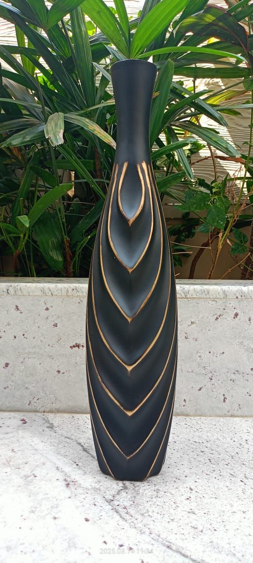 Black & Golden Tall Flower Vase