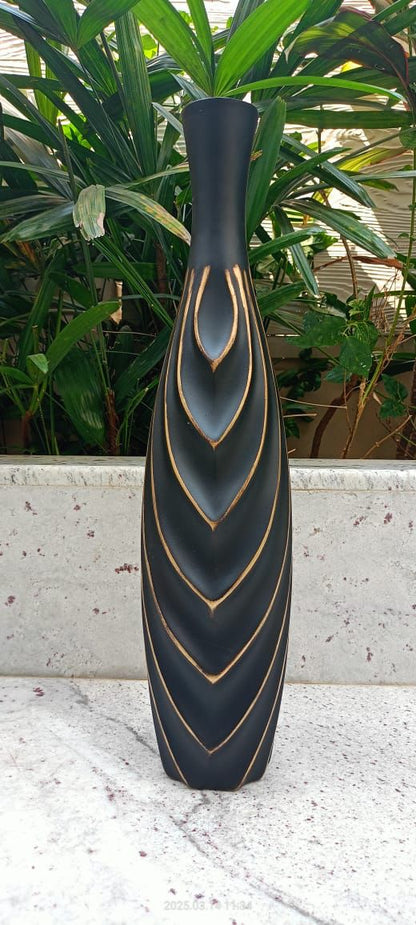 Black & Golden Tall Flower Vase