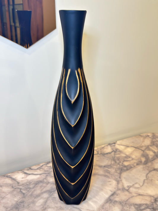 Black & Golden Tall Flower Vase