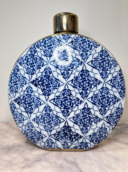 Round Blue Pattern Bottle with Cap