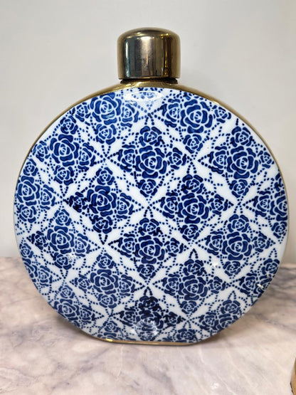 Round Blue Pattern Bottle with Cap