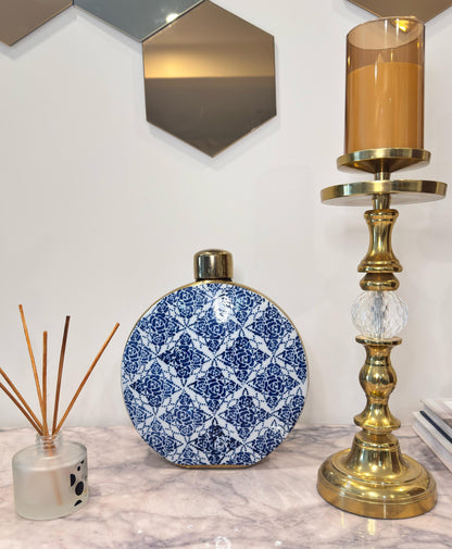 Round Blue Pattern Bottle with Cap