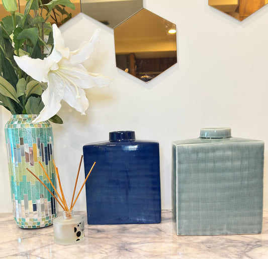 Dark Blue Box Vase