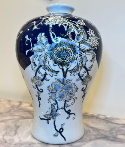 Blue & White Floral Chinese Pot