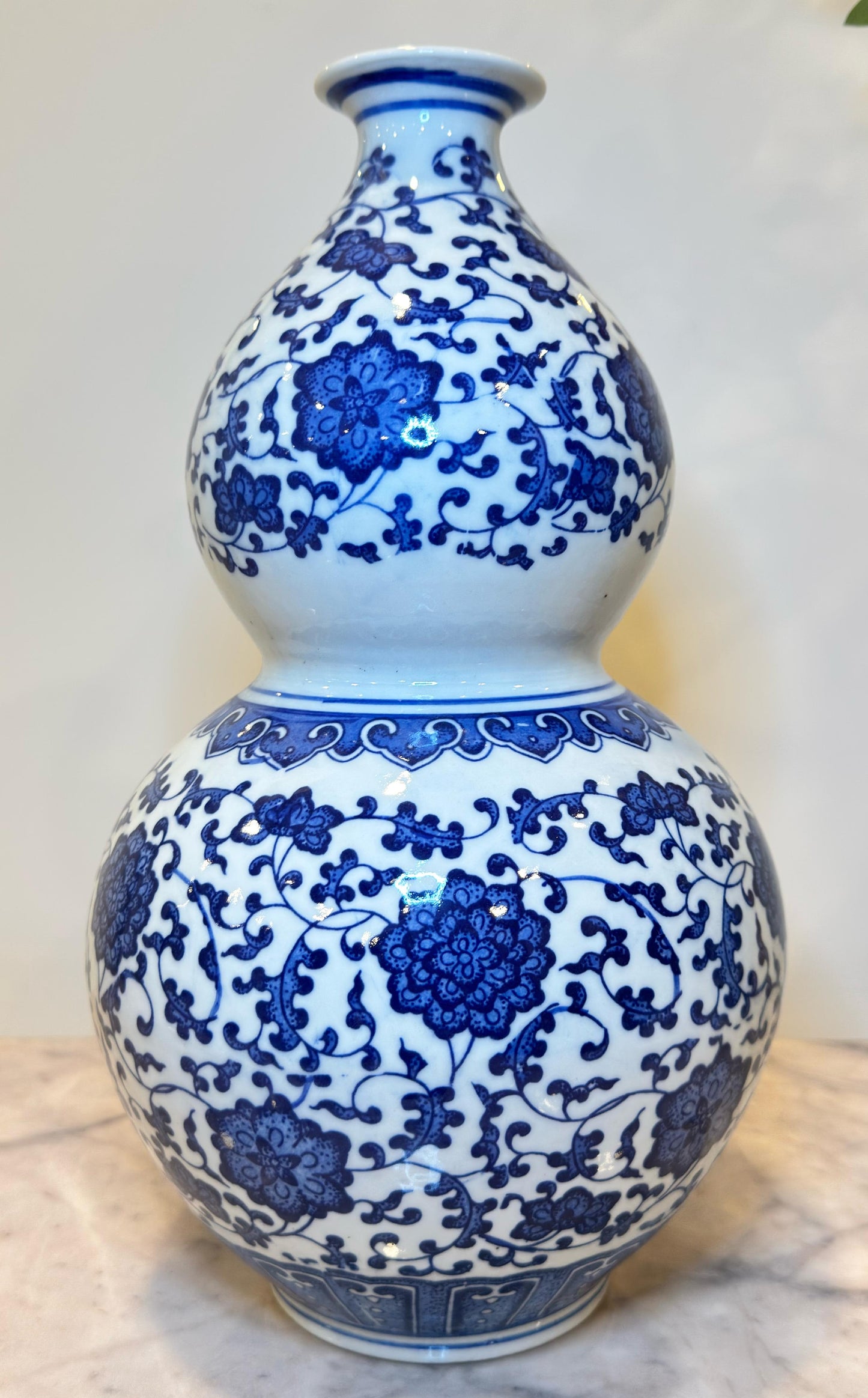 White Blue Floral Double Chinese Pot