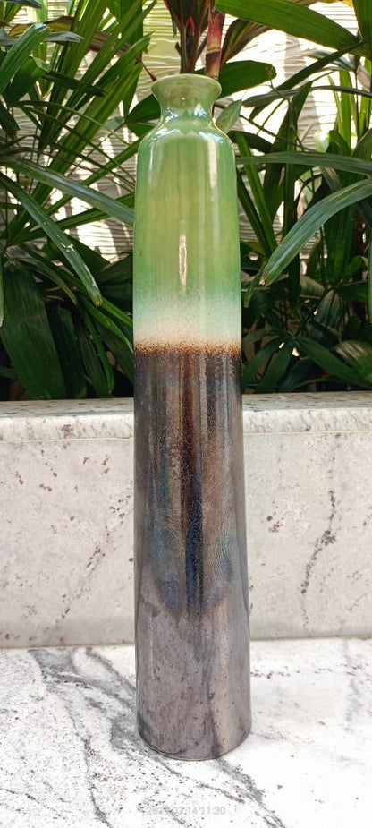 Sage Green Brown Tall Vase without Hole
