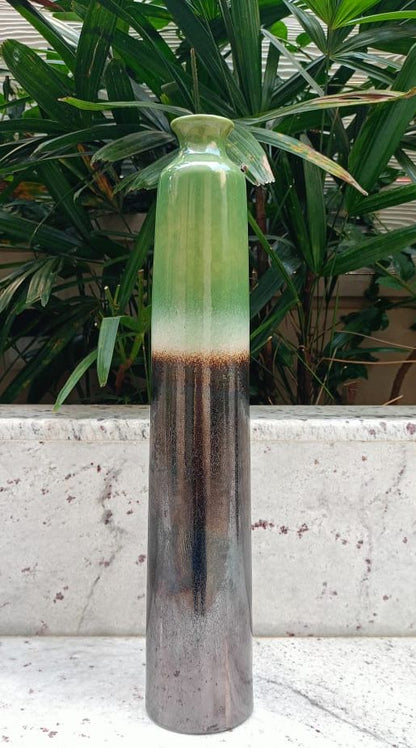 Sage Green Brown Tall Vase without Hole