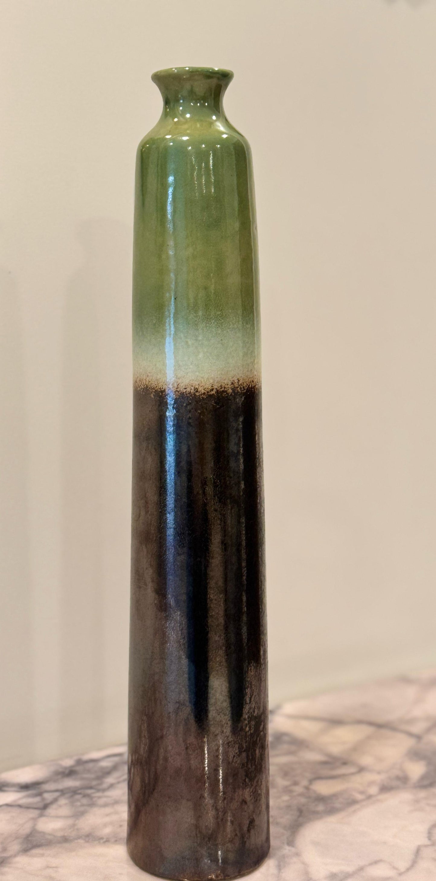 Sage Green Brown Tall Vase without Hole