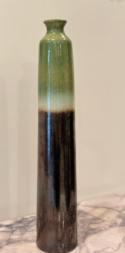 Sage Green Brown Tall Vase without Hole