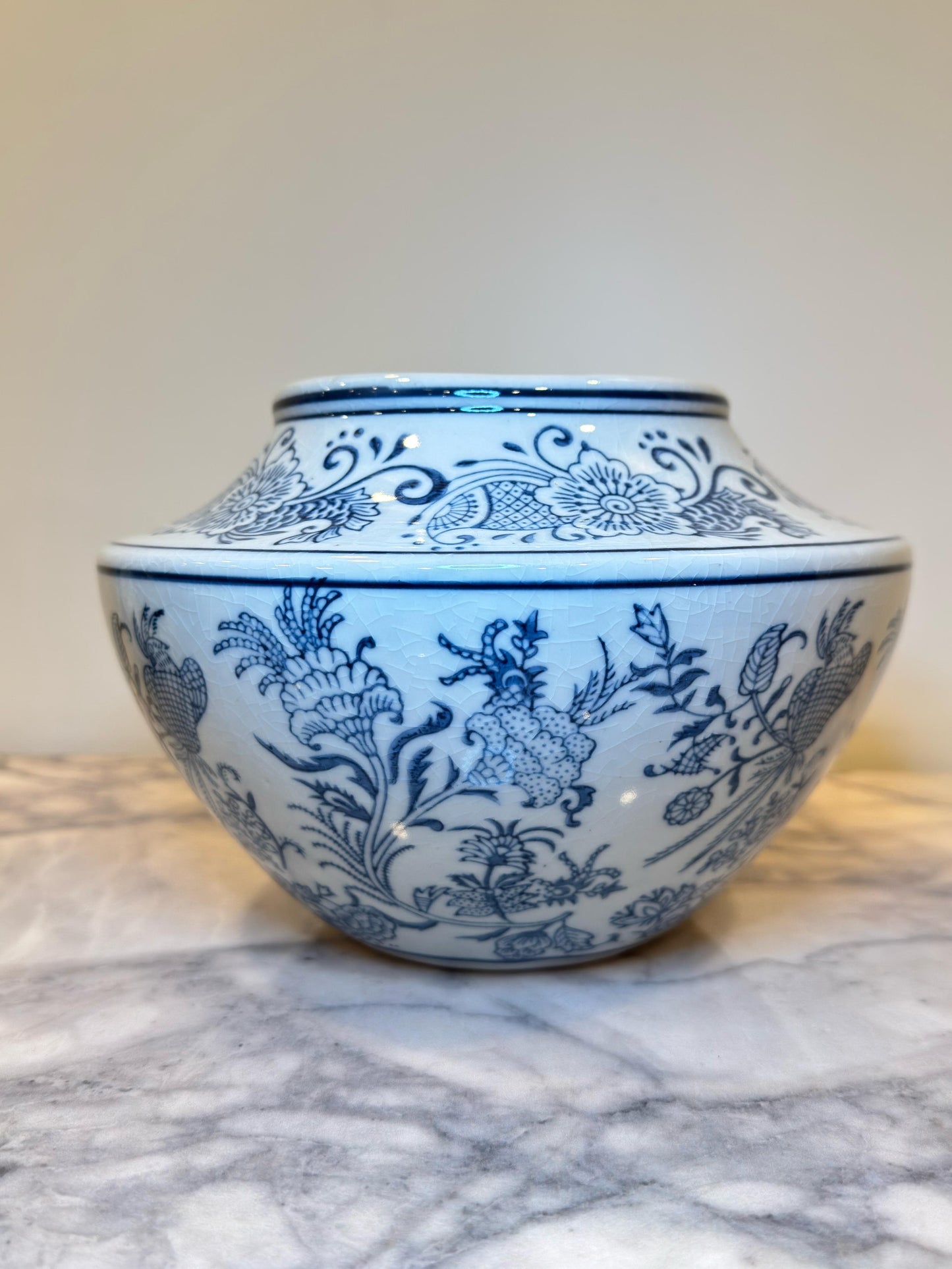 Blue White Bowl shaped Vase