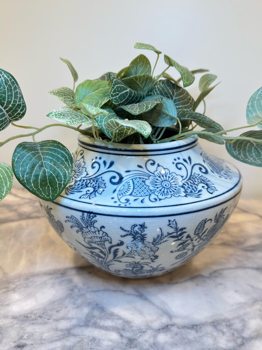 Blue White Bowl shaped Vase