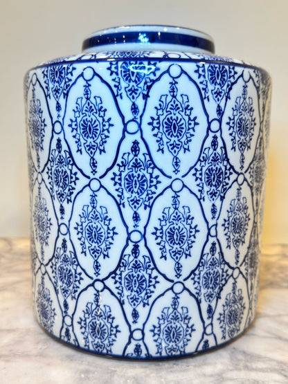 Blue White Jar with Lid-Big