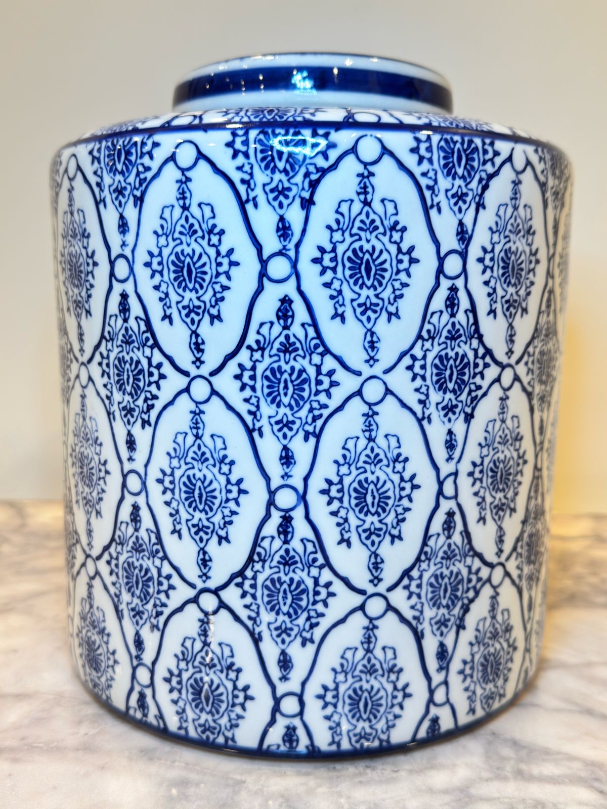 Blue White Jar with Lid-Big