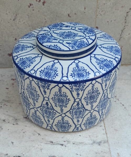 Blue White Jar with Lid-Small