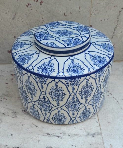 Blue White Jar with Lid-Small