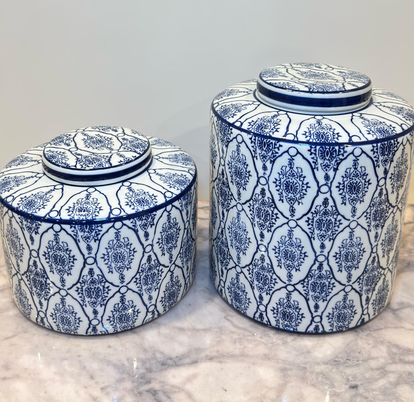 Blue White Jar with Lid-Small