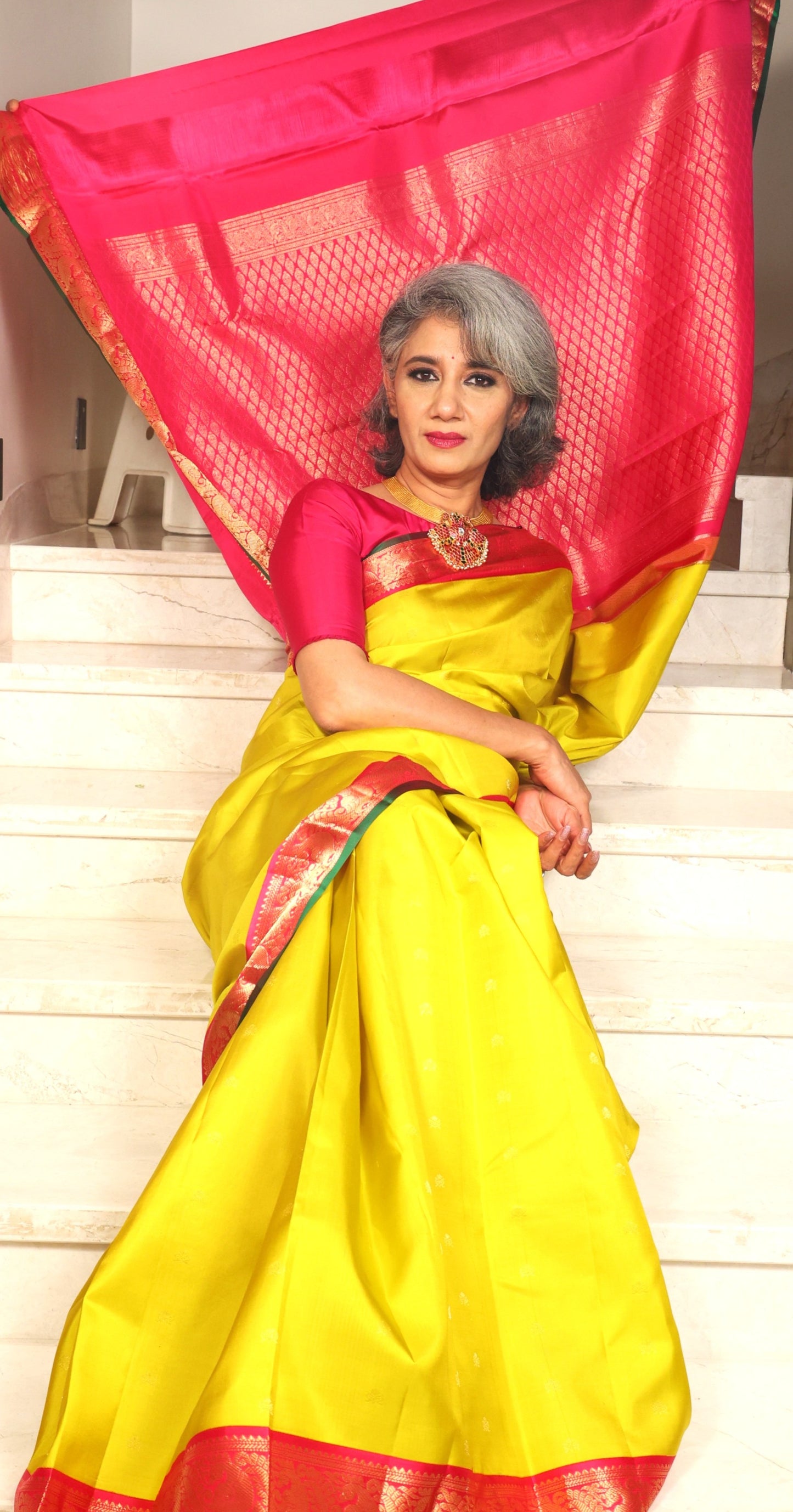 Lemon Yellow Pink Small Border