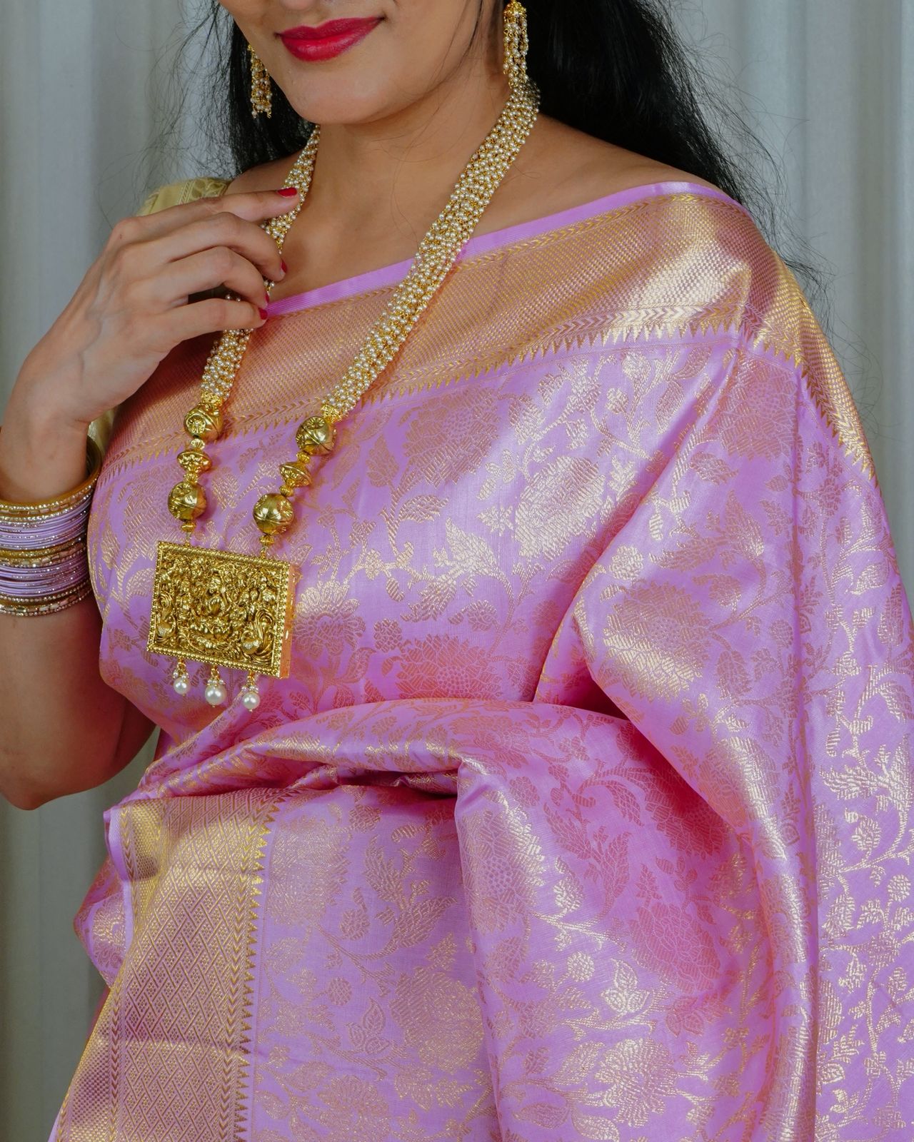 Lavender Pink with Intricate Golden Zari