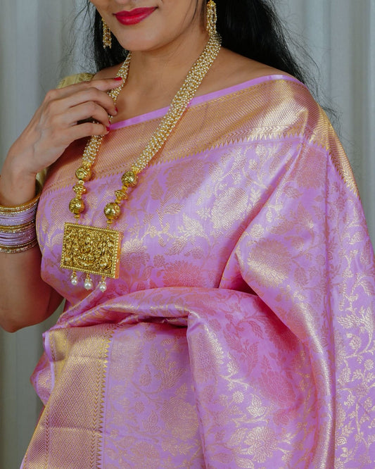 Lavender Pink with Intricate Golden Zari