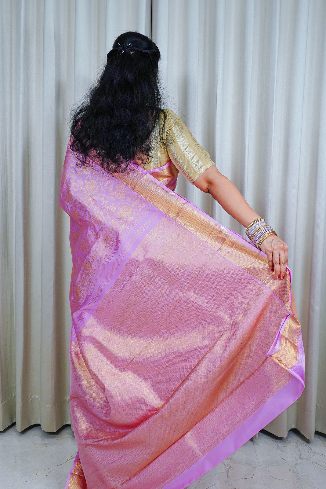 Lavender Pink with Intricate Golden Zari