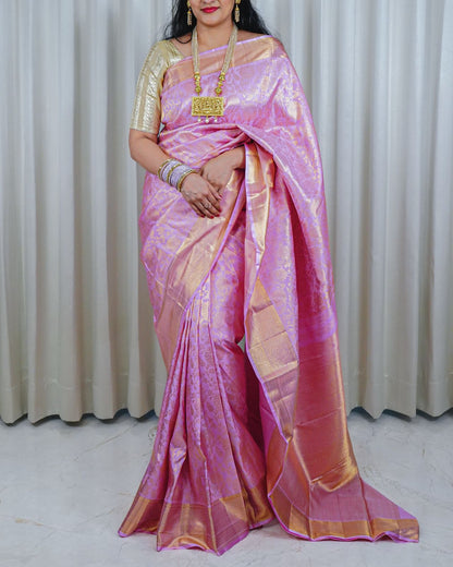 Lavender Pink with Intricate Golden Zari