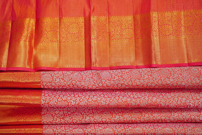Floral Zari Orange Red Grandeur