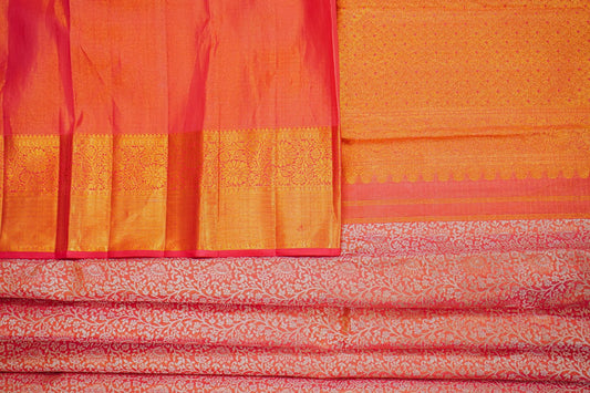 Floral Zari Orange Red Grandeur