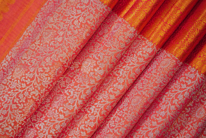 Floral Zari Orange Red Grandeur