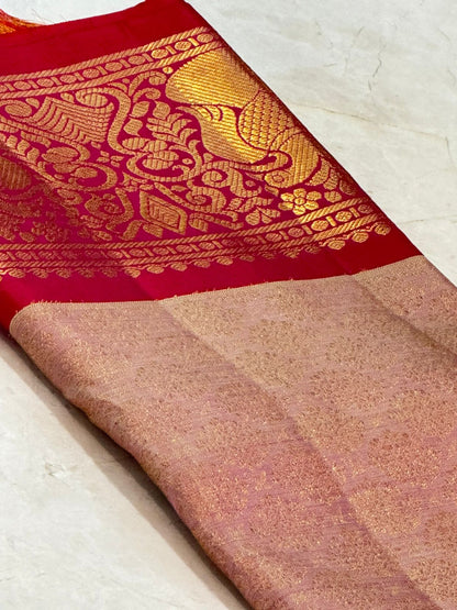 Opulent Peach Pink Silk Elegance