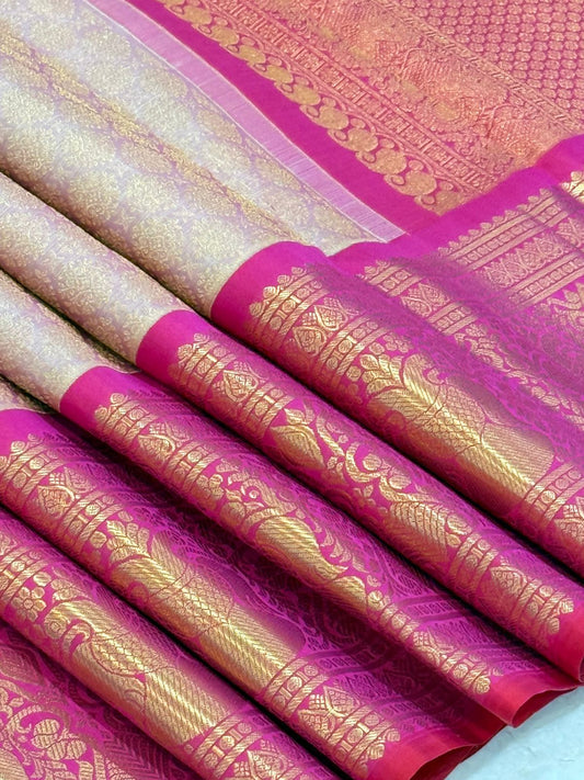 Opulent Peach Pink Silk Elegance