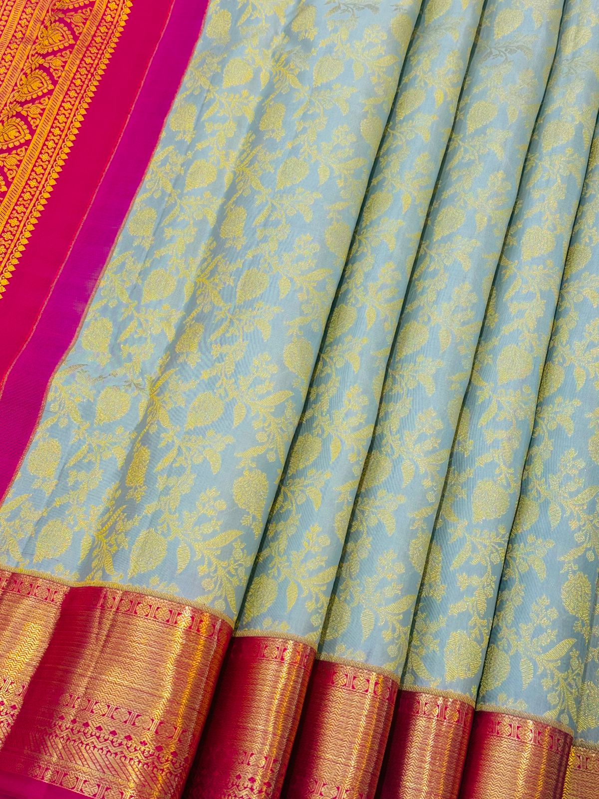 Classic Ash Blue Kanjivaram Masterpiece